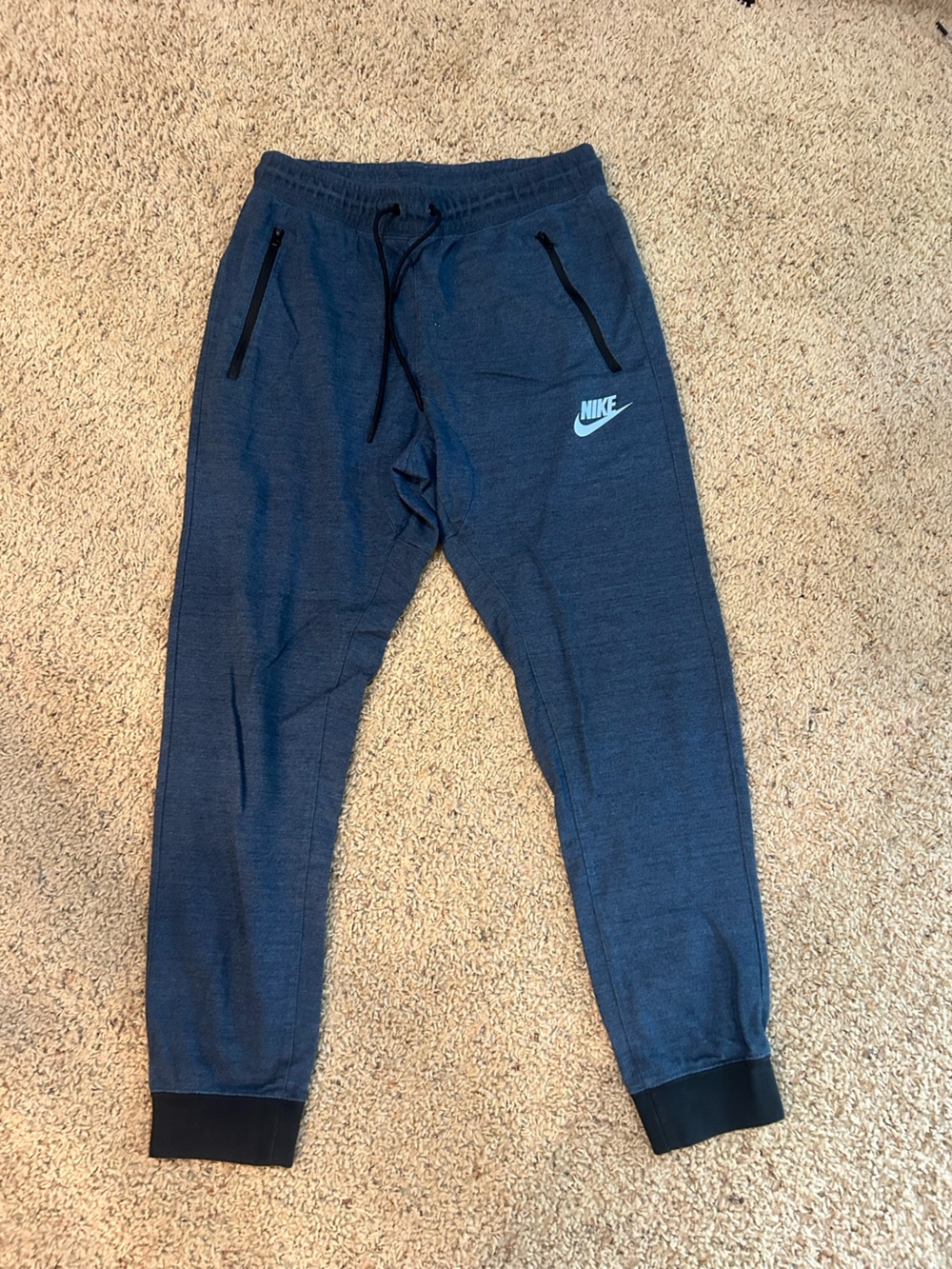 Nike Dark Blue Men's Athletic Joggers with White Logo